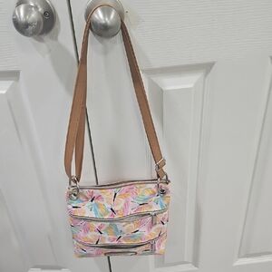 Lily Bloom Pastel Floral Crossbody with Tan Strap